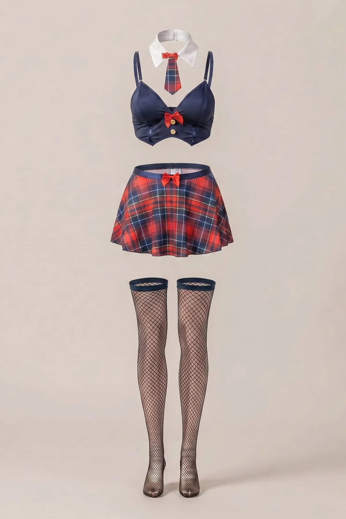 Рольовий костюм Tartan Wink від Spokusna у клітинку: топ, спідниця й комірець, викладка